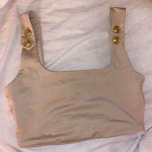 Adorable beige / gold tank top with gold buttons